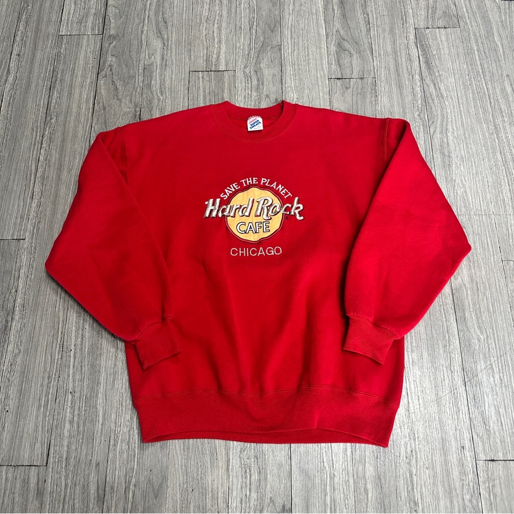 Vintage Jerzees Super Sweats Save The Planet Hard Rock Cafe Chicago Crewneck